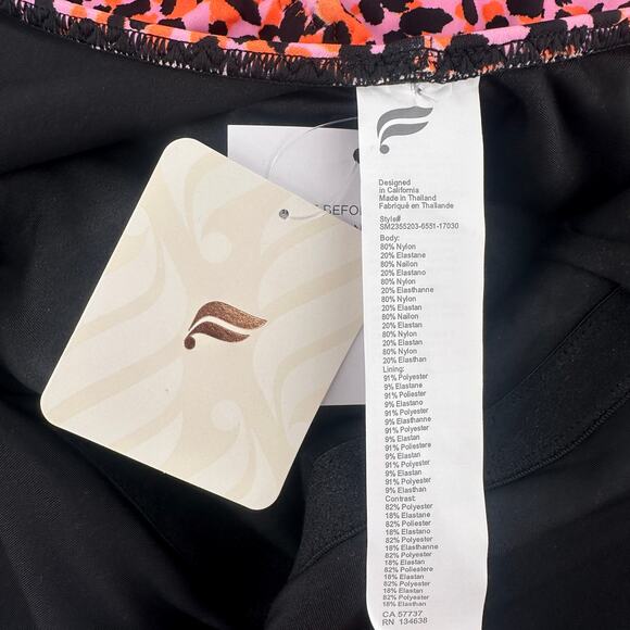 Fabletics Leopard Print Scoop Tie Back Bathing Swim Suit Womens Sz Small Safari - Picture 6 of 6